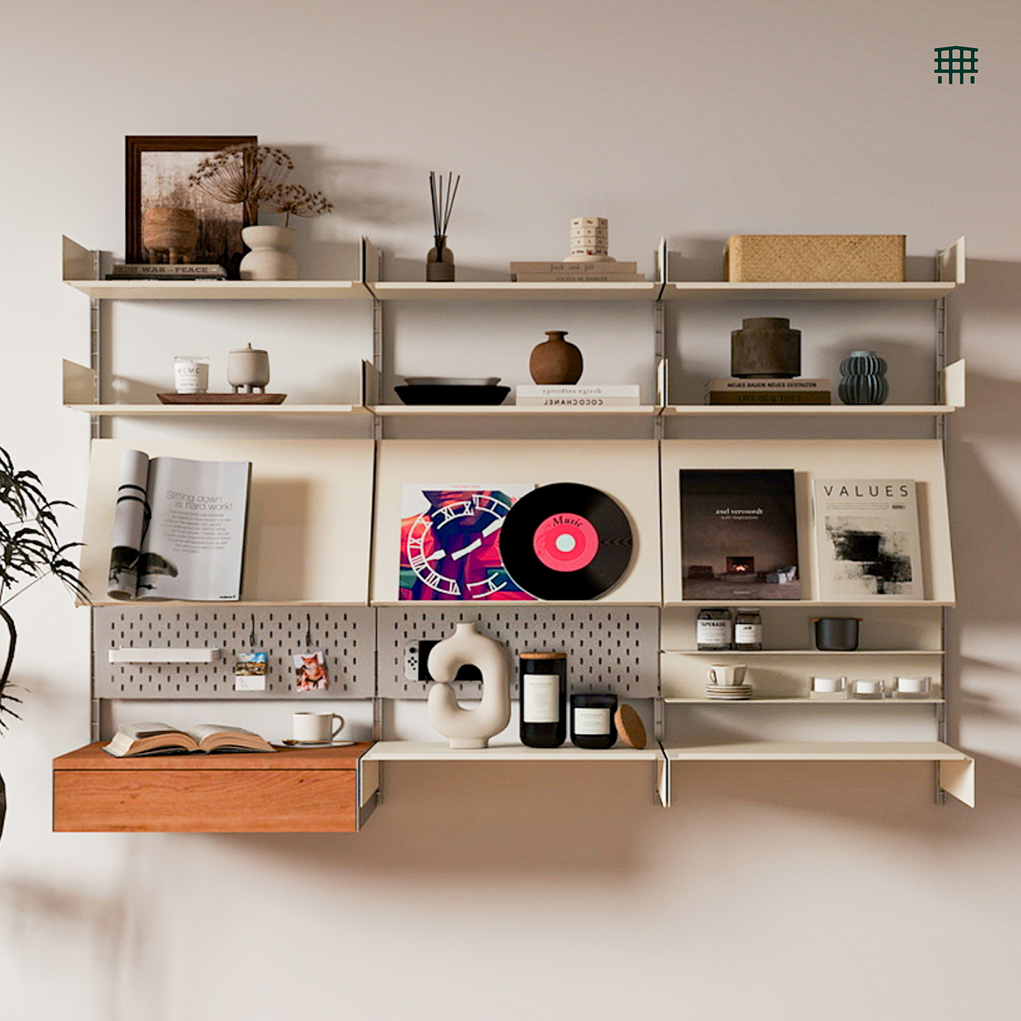 无即所有极简北欧壁挂系统V606置物展示架书架金属搁板白色衣帽架