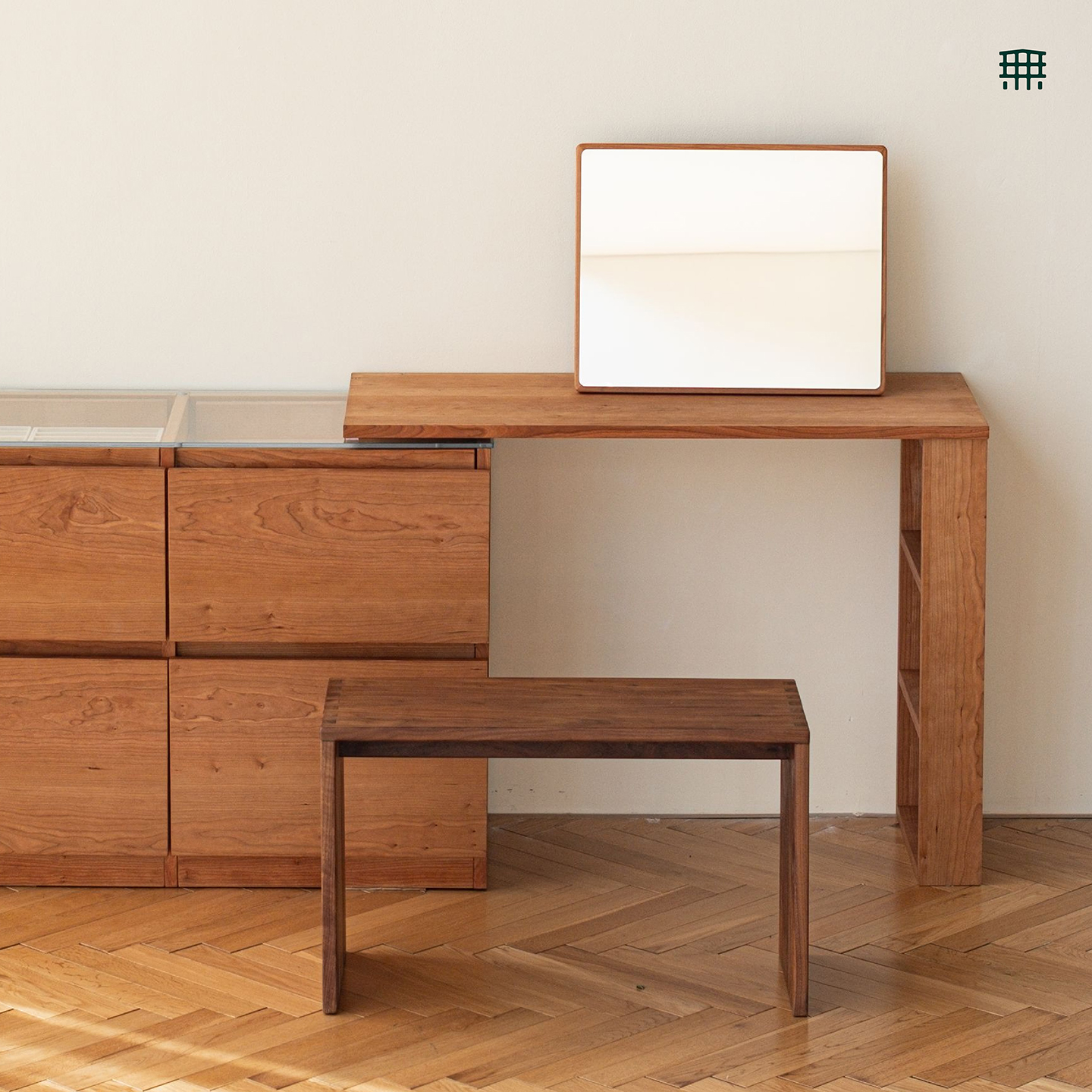 无即所有伸缩转角梳妆台斗柜一体实木床尾柜小户型收纳书桌化妆桌