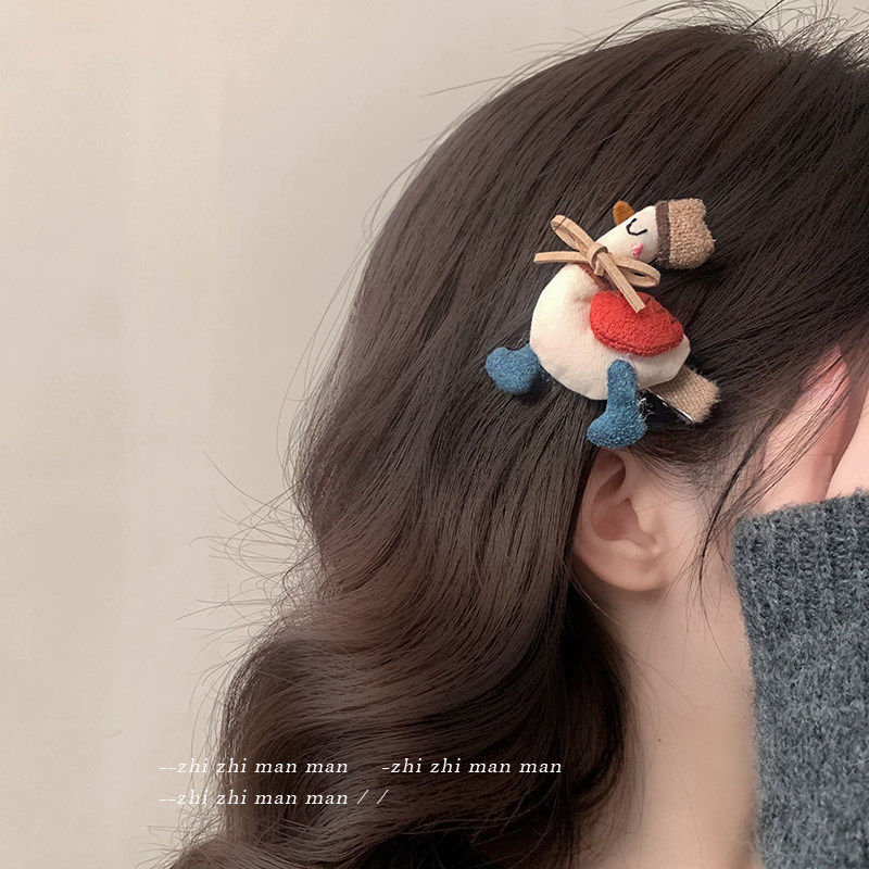 可爱小鸭子布艺充棉发夹边夹侧边女前额碎发刘海夹鸭嘴夹发卡头饰