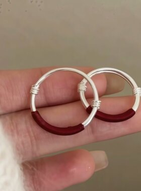 本命年红绳纯银戒指女小众设计极简推拉可调节2025新款情侣款礼物