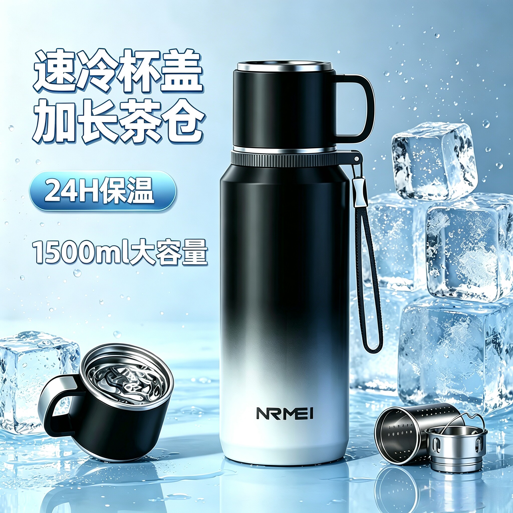 1500ml茶水分离保温杯316不锈钢