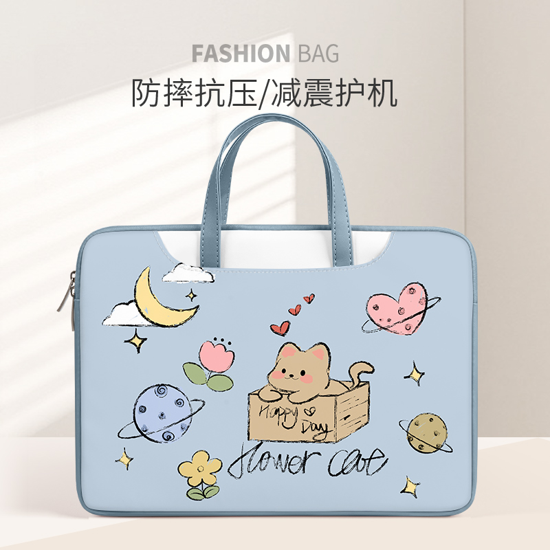 防水防震电脑包PU大容量手提
