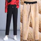 加厚保暖棉裤 羊羔绒直筒裤 子 大码 加绒运动裤 女秋冬季 宽松休闲卫裤