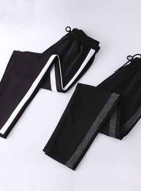 侧边条运动裤女2025秋冬爆款高腰大码胖mm裤子显瘦哈伦休闲裤长裤