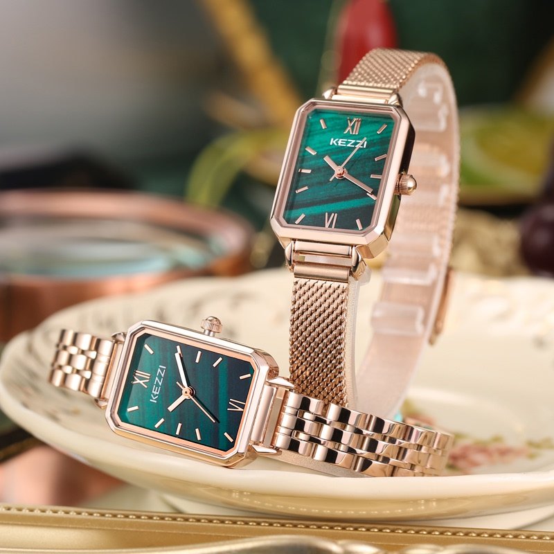 珂紫kezzi手表女款高级感简约气质复古女士小绿表小众轻奢防水