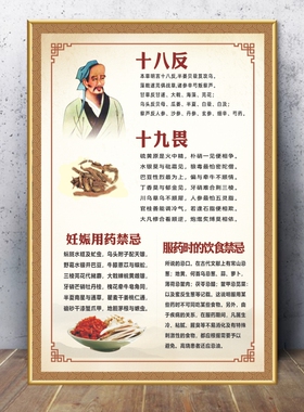 十八反十九畏海报中药配伍禁忌中药煎煮工作制度宣传画中医馆贴画