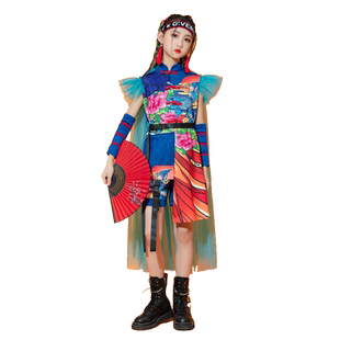 国庆儿童国潮演出服模特走秀纱裙女童爵士舞古筝中国风男童表演服