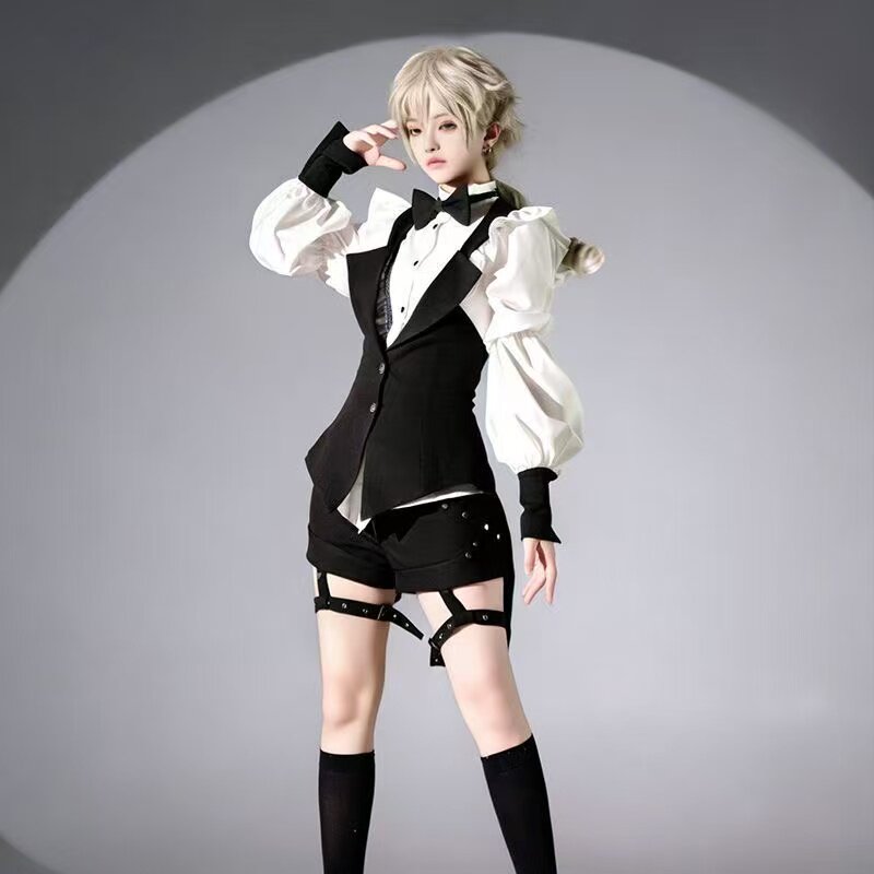 洛丽塔三件套哥特Lolita侍应生燕尾马甲衬衫短裤马甲正太王子套装