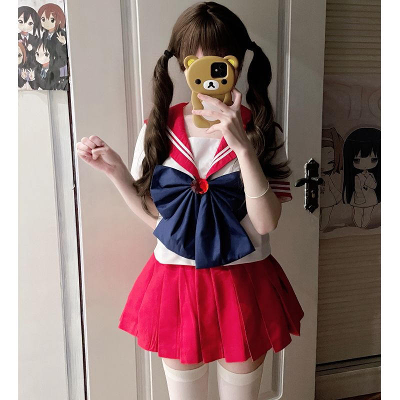 喵喵酱JK社正版美少女战士红色jk制服上衣加短裙套装原宿萌领结