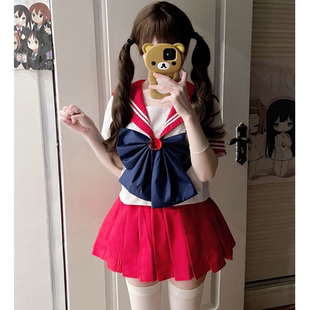 喵喵酱JK社正版美少女战士红色jk制服上衣加短裙套装原宿萌领结
