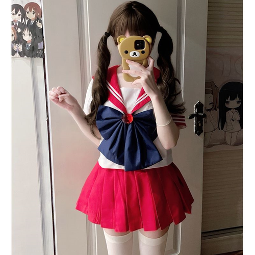 喵喵酱JK社正版美少女战士红色jk制服上衣加短裙套装原宿萌领结