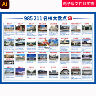 名校名牌大学介绍展板海报教育机构辅导班培训班一对一高考报考AI