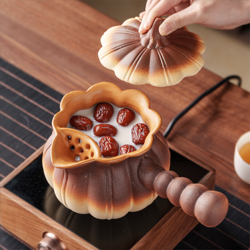 可明火干烧罐罐煮茶壶器烤煮奶茶热奶炖梨隔水炖粗陶罐围炉煮茶壶