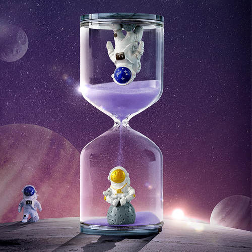 八音盒沙漏计时器儿童宇航员摆件太空人30分钟流沙罐生日礼物送男
