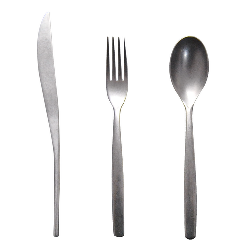 YIMIvivian复古做旧雾面不锈钢牛排刀叉勺子水果叉长柄搅拌咖啡勺