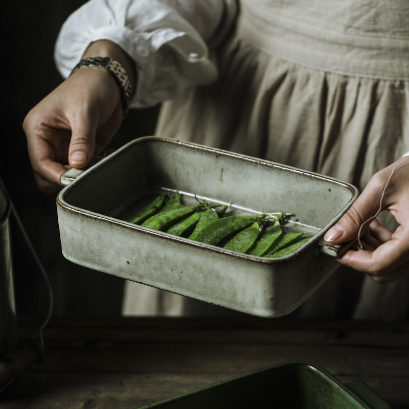日式创意陶瓷双耳复古烤盘芝士焗饭碗韩式烤肉盘子面包烤箱盘