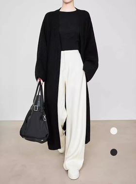 2025新款长裤白色香蕉裤女垂感直筒休闲裤秋冬厚磨毛手感阔腿裤