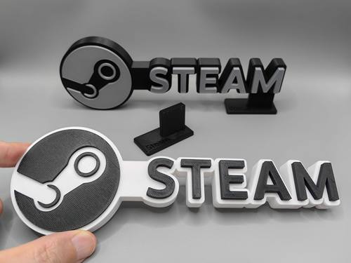 Steam 蒸汽平台 游戏 Logo 立体字体 立牌 铭牌 标志 高颜值 摆件