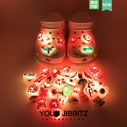 新款洞洞鞋配饰发光闪灯鞋花洞洞鞋装饰DIY配件3D卡通LED闪灯鞋扣