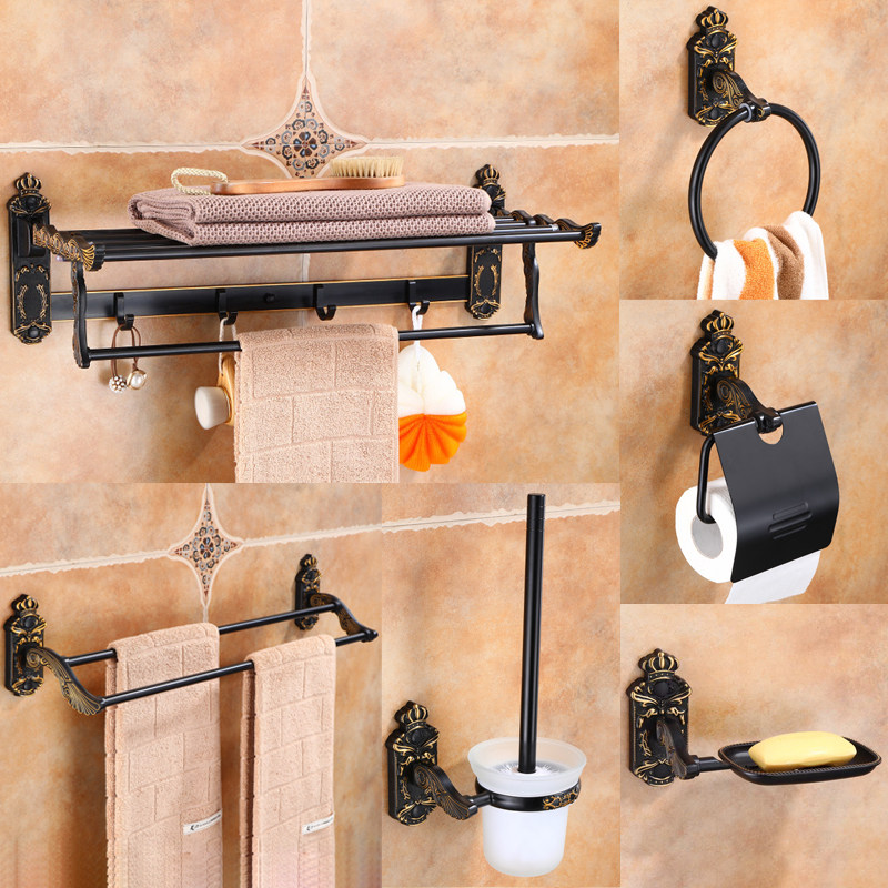 黑古欧式卫生间浴室挂墙壁毛巾架洗漱用品配套装单杆马桶刷置物架,家装主材,卫浴五金组合套装/挂件套餐,淘宝优惠券,粉丝福利购,淘宝优惠卷