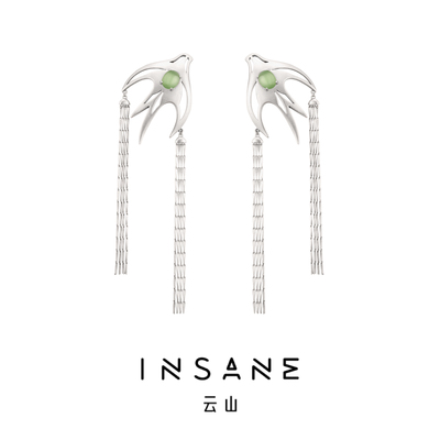 INSANE云山落雁系列小众原创设计流苏古风耳钉