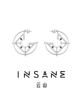 INSANE/云山 铜合金合成锆石耳饰 Cross核心X小众个性几何耳钉