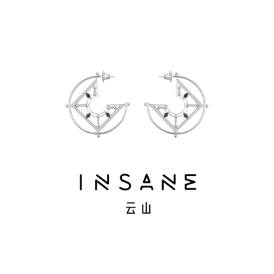 INSANE/云山 铜合金合成锆石耳饰 Cross核心X小众个性几何耳钉