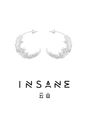 INSANE/云山 铜合金合成锆石耳饰 光羽纪小众手雕羽毛欧美耳圈