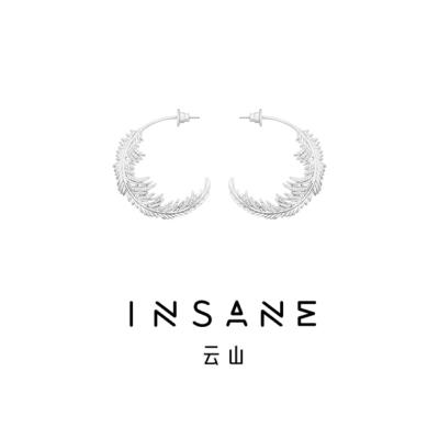 INSANE/云山 铜合金合成锆石耳饰 光羽纪小众手雕羽毛欧美耳圈