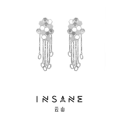 INSANE/云山 铜合金合成锆石耳饰 小众气质时尚蜂巢系列流苏耳钉
