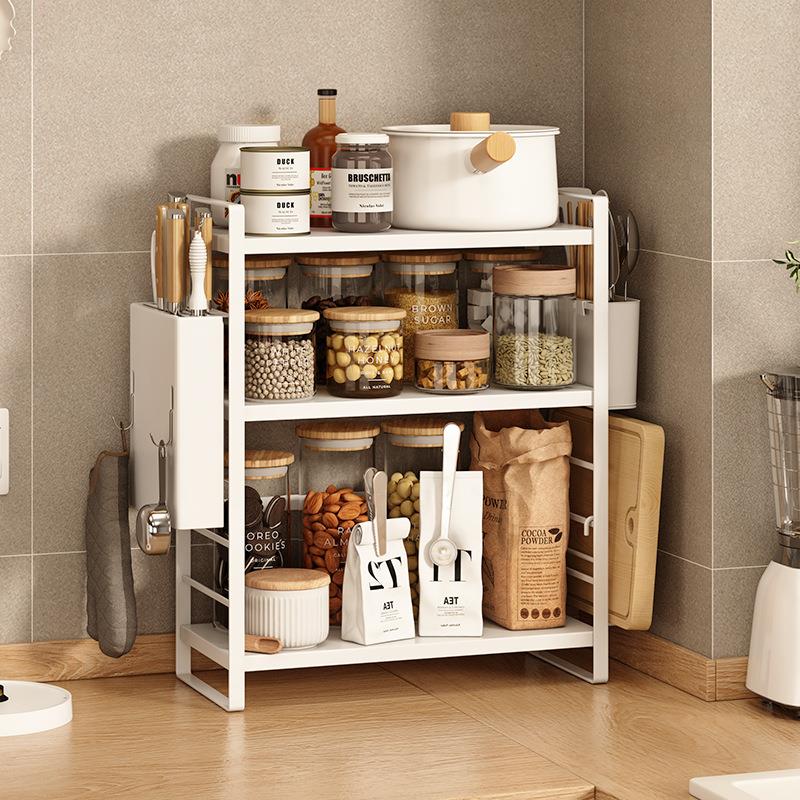 厨房台面调味料调置物架窄小型灶台调料架层高可调转角放调料架子