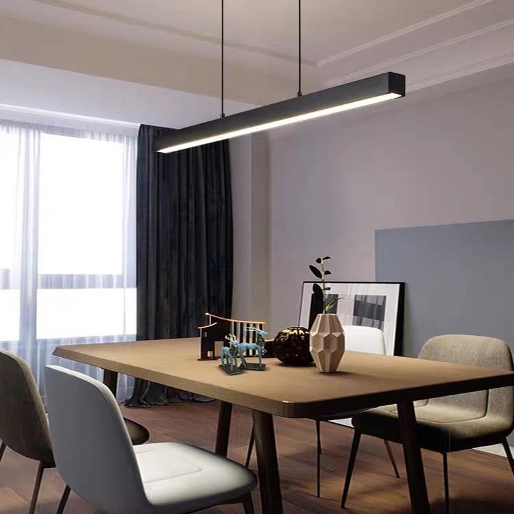 极简餐厅吊灯现代简约一字餐桌吧台办公室北欧LED长条设计师灯具