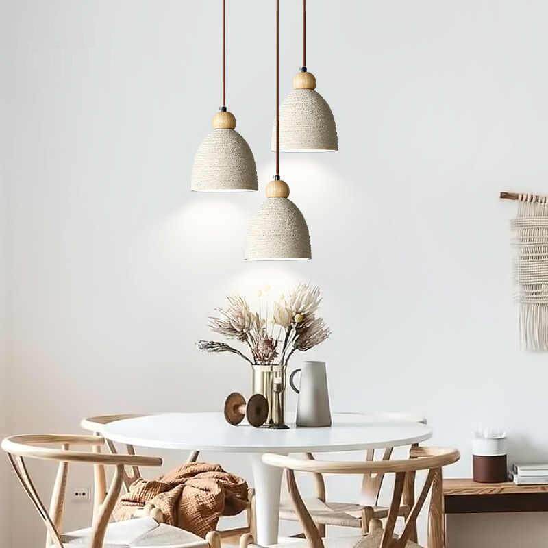 日式原木风卧室床头吊灯北欧设计师创意艺术奶油风餐厅岛台餐桌灯