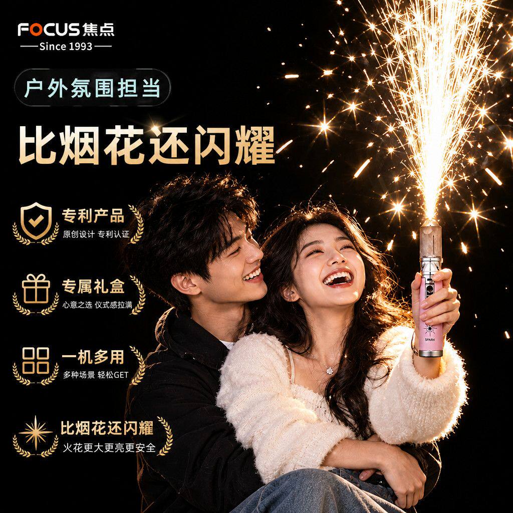 焦点氛围棒手持喷花机创意火花喷枪点火器充气打火机婚庆节日烟火