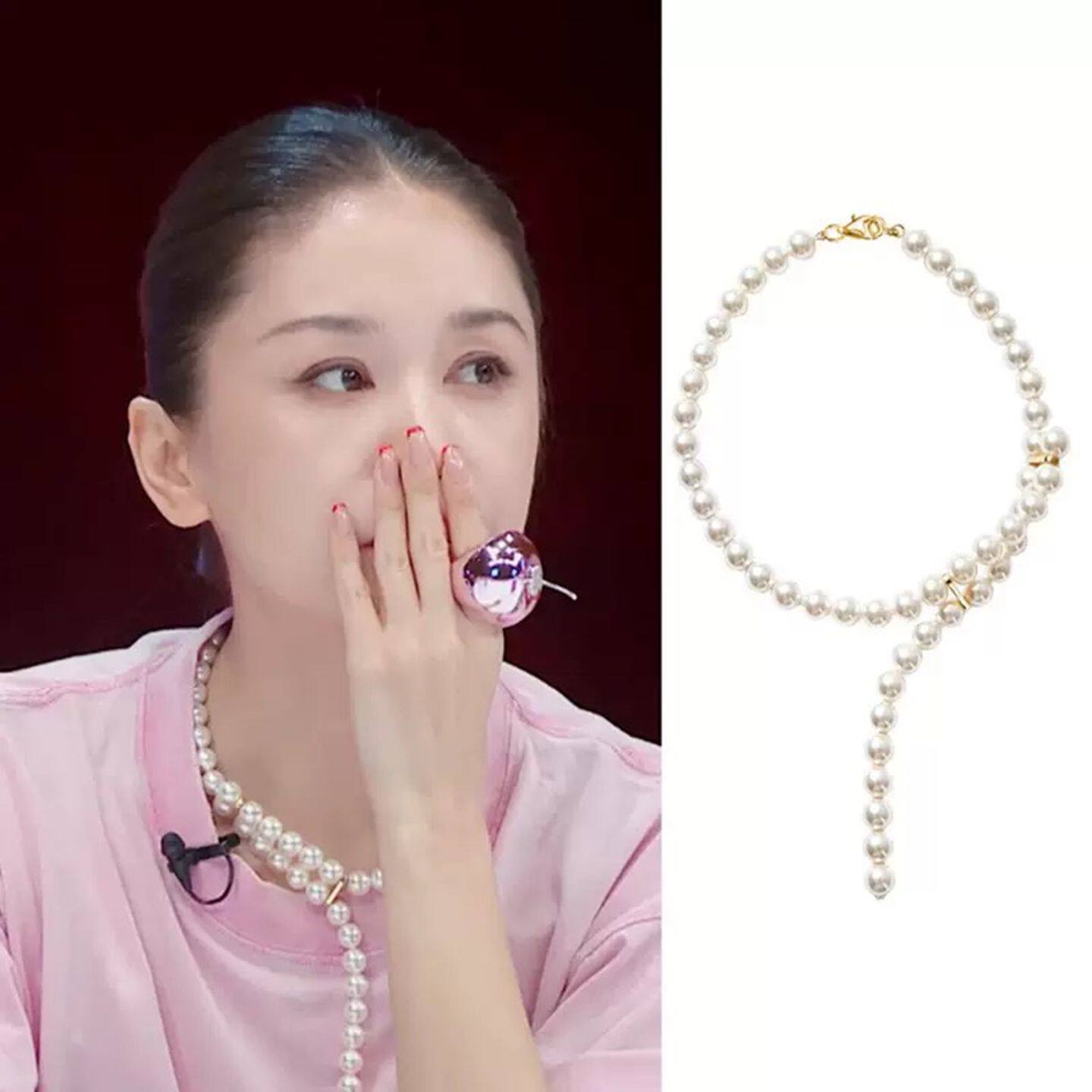 王子文同款项链高级感轻奢小众搭配衣服超美优雅夸张珍珠毛衣链女