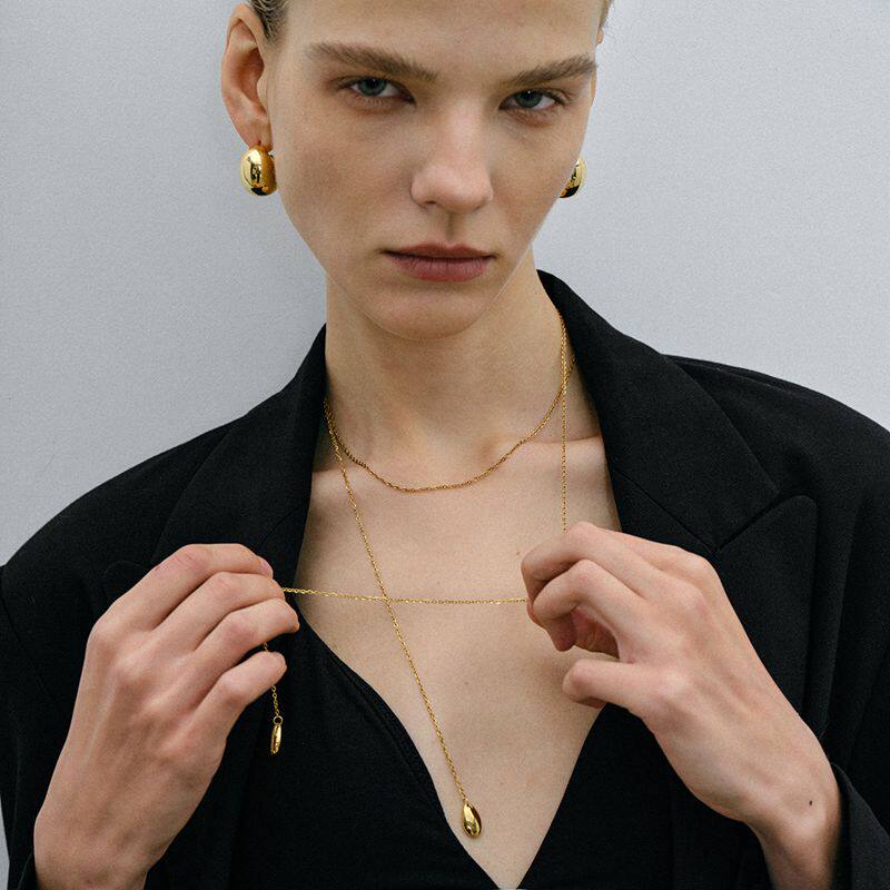 法式项链高级感轻奢小众钛钢镀金海边度假可随意佩戴不掉色毛衣链