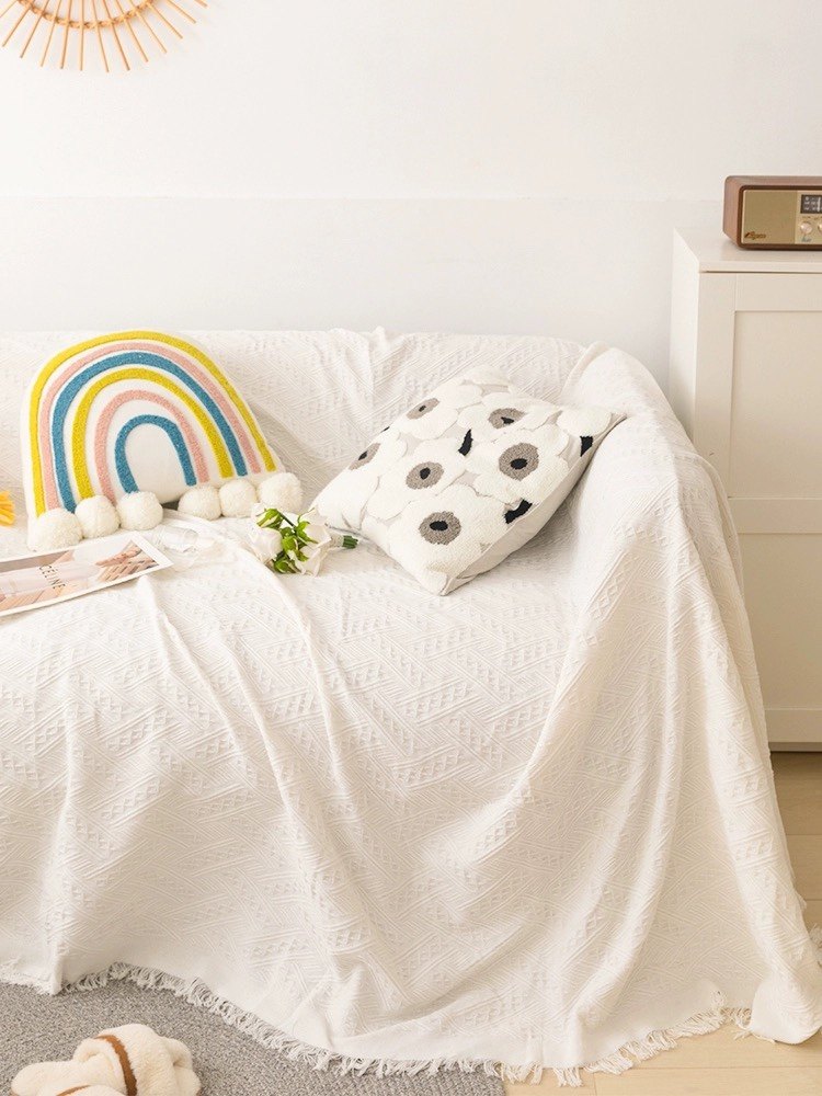 蔓越家 ins风奶油色沙发毯北欧沙发套罩沙发巾单双人全盖沙发盖布,居家布艺,沙发套,淘宝优惠券,粉丝福利购,淘宝优惠卷