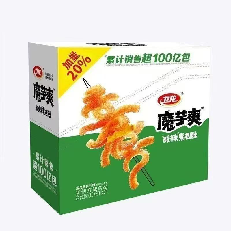 卫龙品牌魔芋爽辣条香辣烧烤酸爽泡椒味素毛肚解馋休闲独立小零食