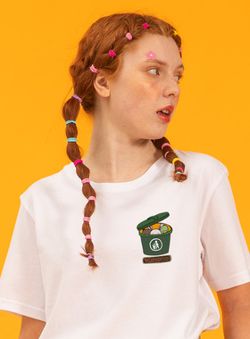 原创趣味白色t恤怪味少女t恤小众设计感纯棉宽松短袖女2025新款夏