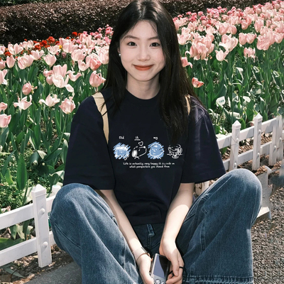 韩系慵懒风百搭纯棉短袖t恤女夏