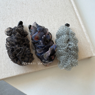 发卡2025新款 韩系夏日网纱褶皱香蕉夹法式 慵懒气质高马尾发夹竖式