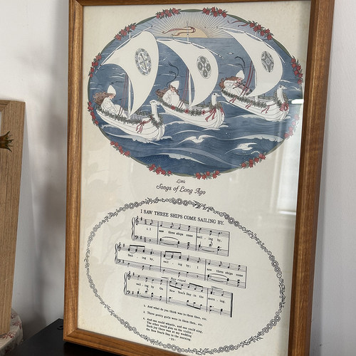 《很久以前的一首小歌》复古插画实木乐谱版儿童女孩房床头装饰画