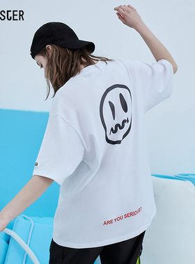 BEASTER 小恶魔鬼脸情侣装夏装潮牌嘻哈短袖T恤男国潮半袖体恤ins