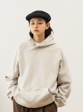 港风加绒卫衣男秋装上衣复古宽松外套潮牌ins情侣装帽衫