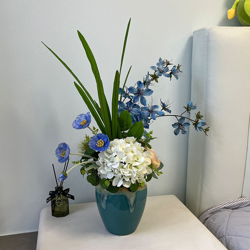 油画风花艺客厅餐桌仿真花空调顶装饰花电视柜假花整装成品摆设花