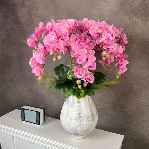 手感蝴蝶兰花艺仿真花玄关装饰插花中式摆设花客厅电视柜假花