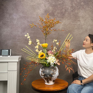 中古风假花仿真花插花客厅南天竹仿真高档花新中式花摆件国风花艺