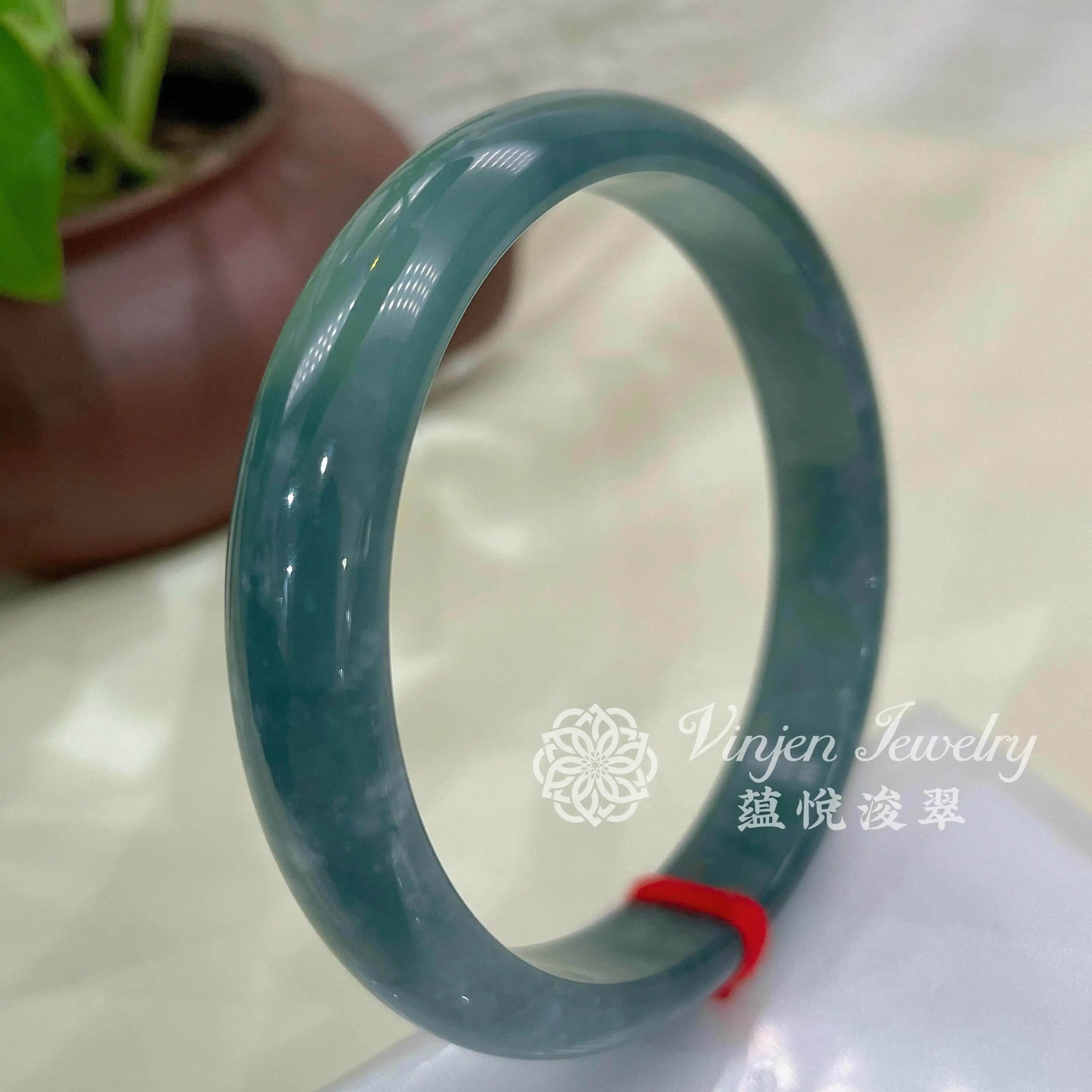 蕴|天然危地马拉a货翡翠手镯老坑飘花蓝水正圈玉镯子58.3x12.2mm