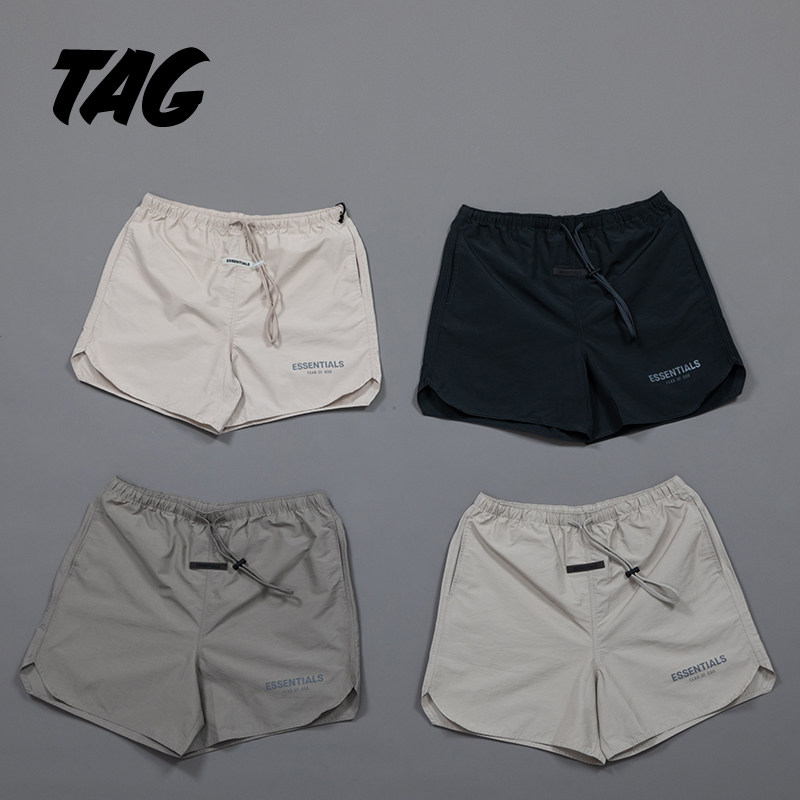 现货21ss fear of god fog essentials复线尼龙高街反光logo短裤