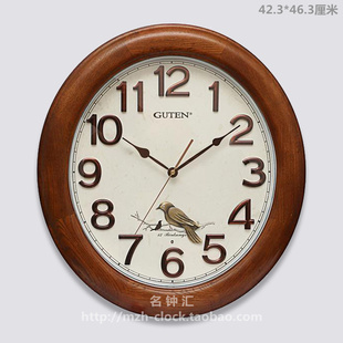 椭圆实木挂钟GD953 Guten金钟宝钟表客厅欧式 光控小鸟报时钟中式